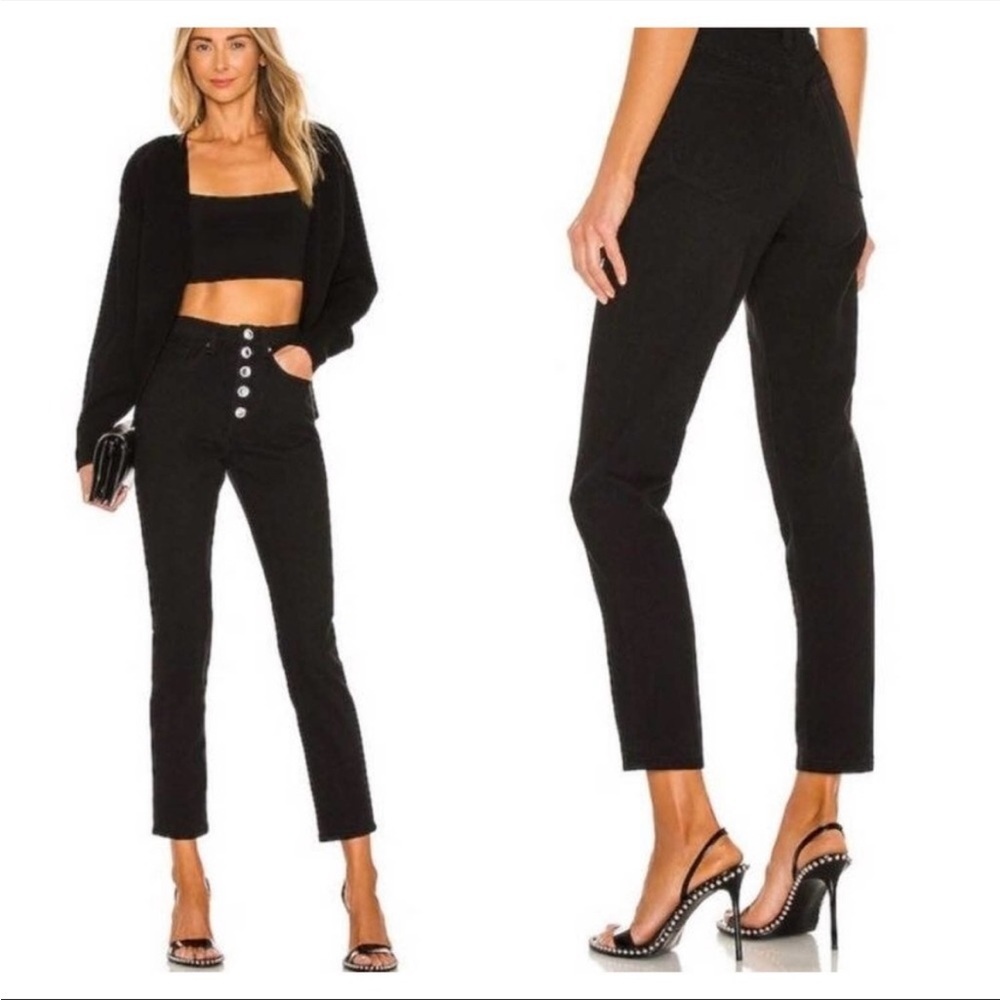 WEWOREWHAT Danielle Jeans Crystal Button Up Straight Leg Black Size 25 NWT NEW